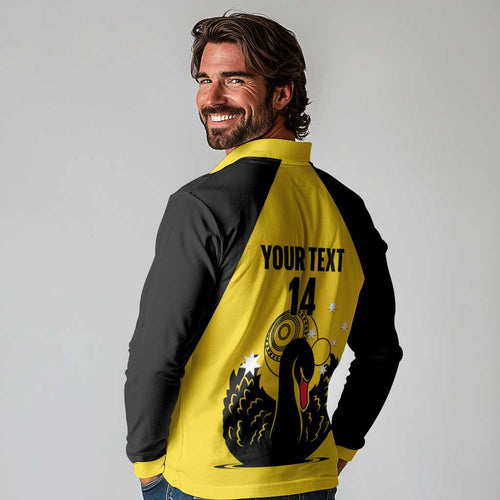 Custom Western Australia Bowls Long Sleeve Polo Shirt Go Champions WA Black Swan - Aussie Hoodie