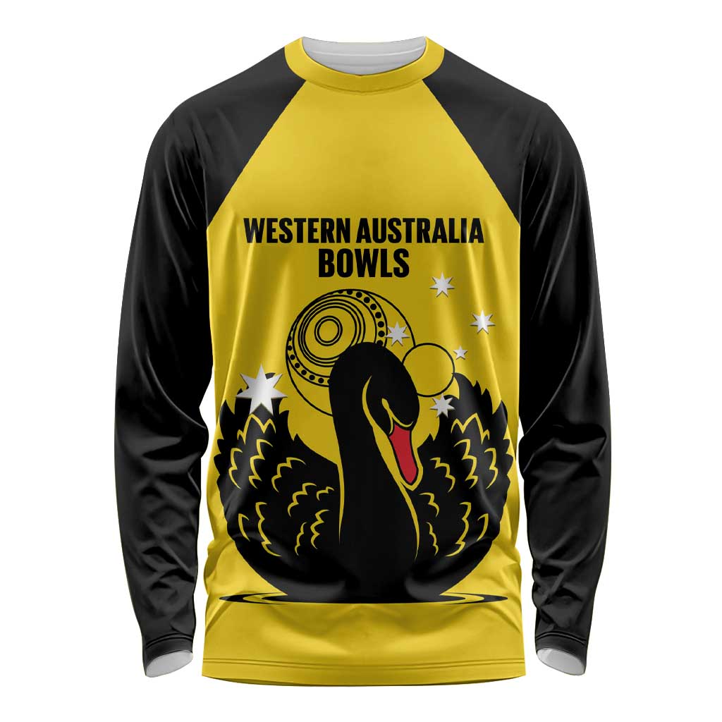 Custom Western Australia Bowls Long Sleeve Shirt Go Champions WA Black Swan - Aussie Hoodie