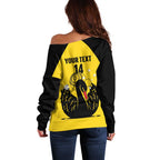 Custom Western Australia Bowls Off Shoulder Sweater Go Champions WA Black Swan - Aussie Hoodie