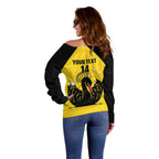 Custom Western Australia Bowls Off Shoulder Sweater Go Champions WA Black Swan - Aussie Hoodie