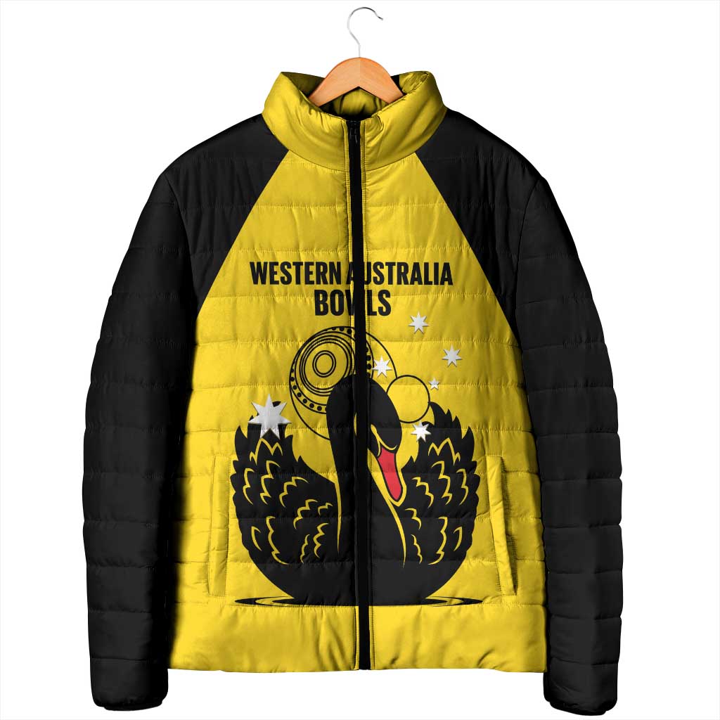 Custom Western Australia Bowls Padded Jacket Go Champions WA Black Swan - Aussie Hoodie