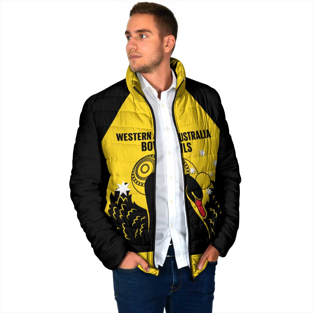 Custom Western Australia Bowls Padded Jacket Go Champions WA Black Swan - Aussie Hoodie
