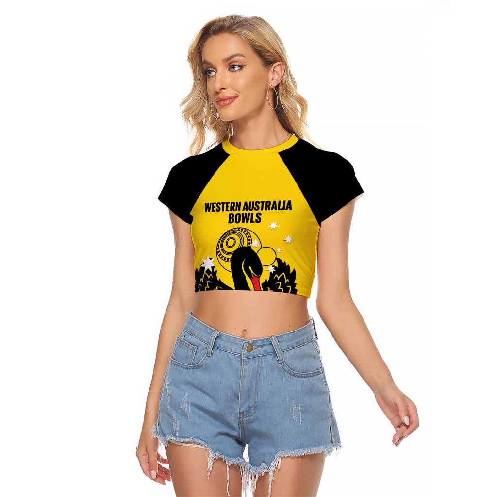 Custom Western Australia Bowls Raglan Cropped T Shirt Go Champions WA Black Swan - Aussie Hoodie