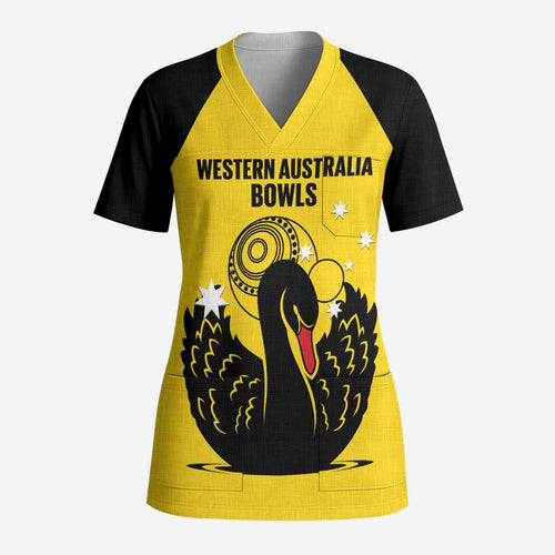 Custom Western Australia Bowls Scrub Top Go Champions WA Black Swan - Aussie Hoodie