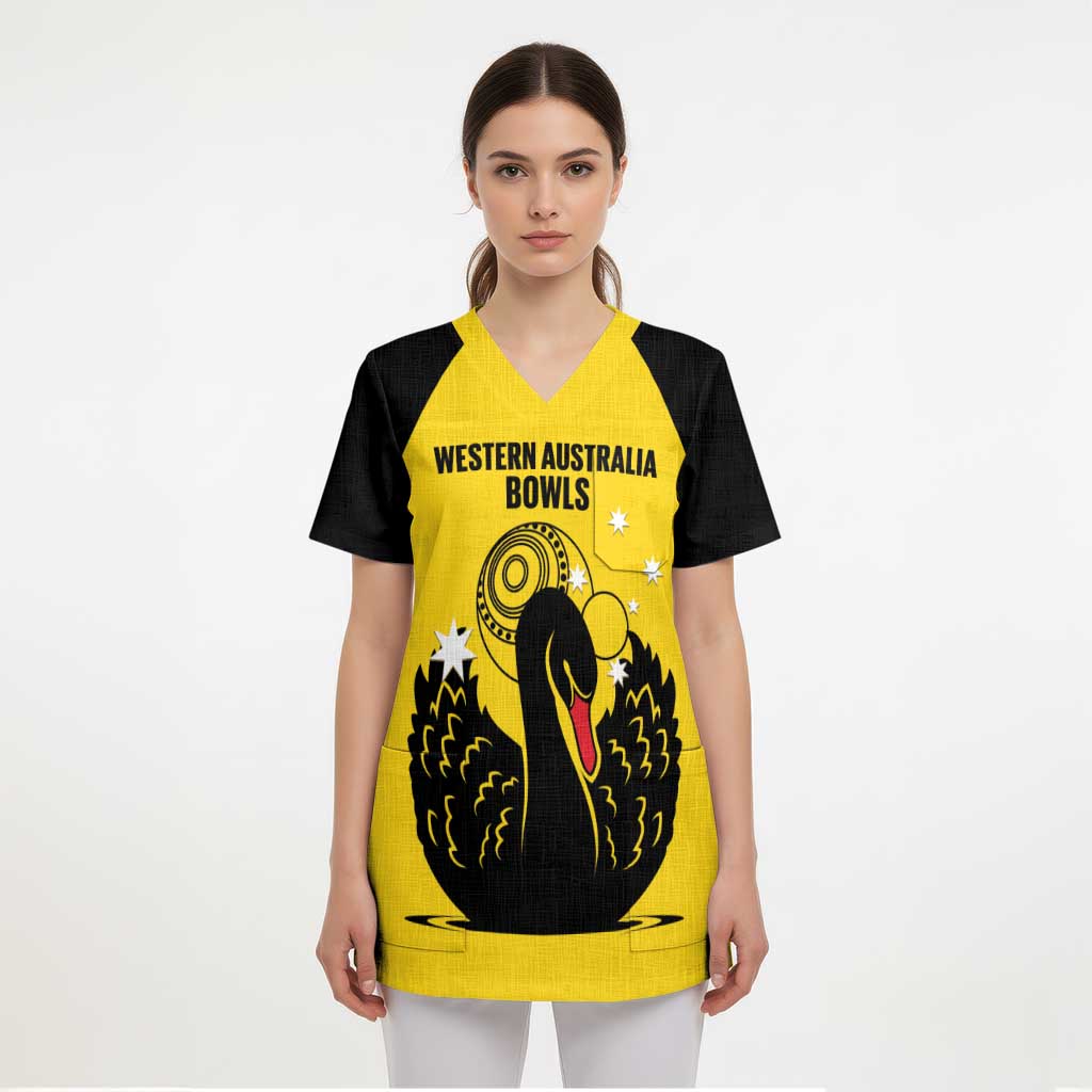 Custom Western Australia Bowls Scrub Top Go Champions WA Black Swan - Aussie Hoodie