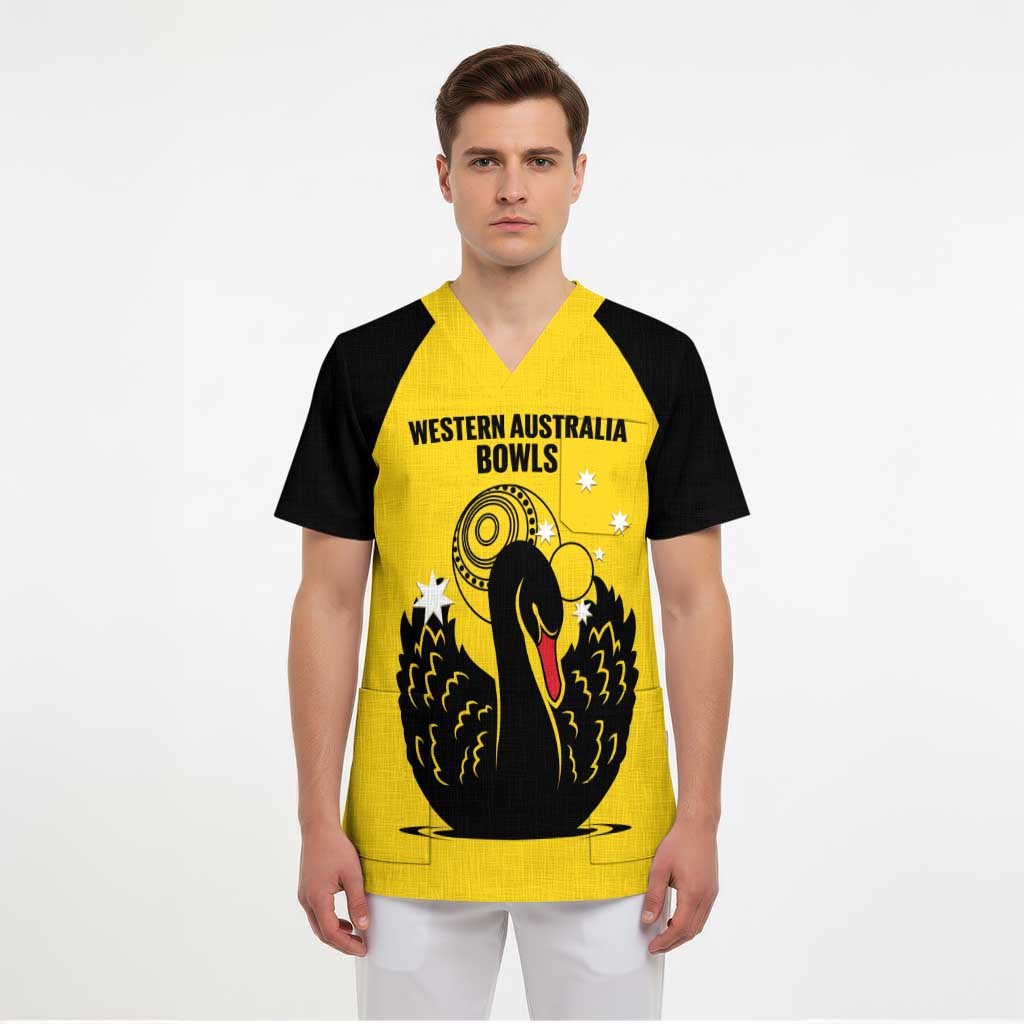 Custom Western Australia Bowls Scrub Top Go Champions WA Black Swan - Aussie Hoodie