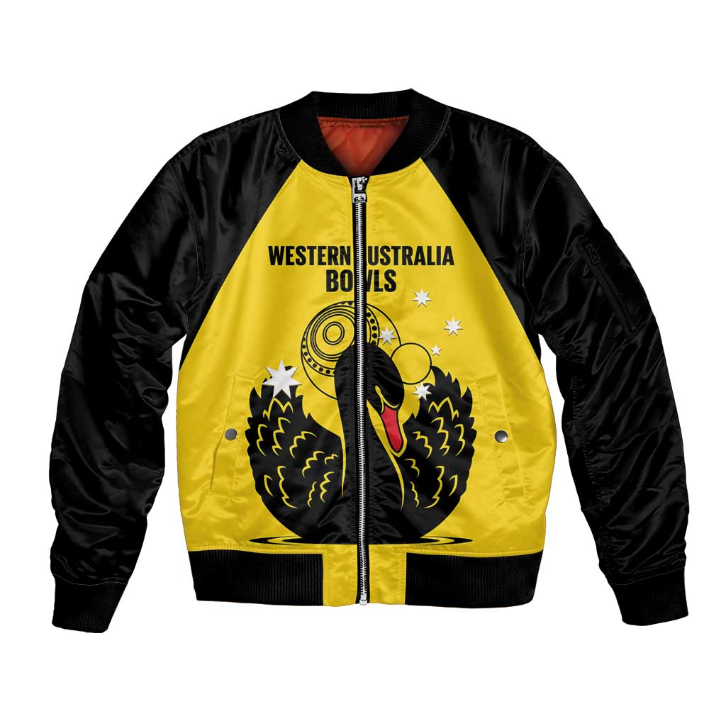 Custom Western Australia Bowls Sleeve Zip Bomber Jacket Go Champions WA Black Swan - Aussie Hoodie