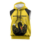 Custom Western Australia Bowls Sleeveless Hoodie Go Champions WA Black Swan - Aussie Hoodie