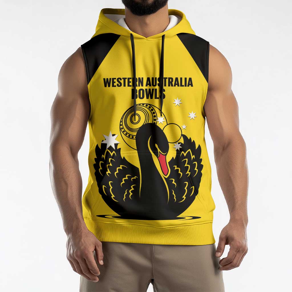 Custom Western Australia Bowls Sleeveless Hoodie Go Champions WA Black Swan - Aussie Hoodie