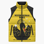 Custom Western Australia Bowls Sleeveless Puffer Jacket Go Champions WA Black Swan - Aussie Hoodie