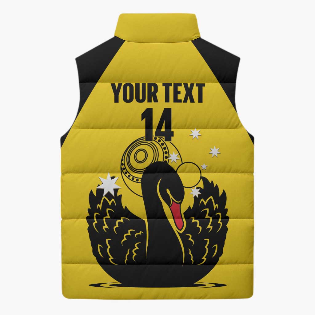 Custom Western Australia Bowls Sleeveless Puffer Jacket Go Champions WA Black Swan - Aussie Hoodie