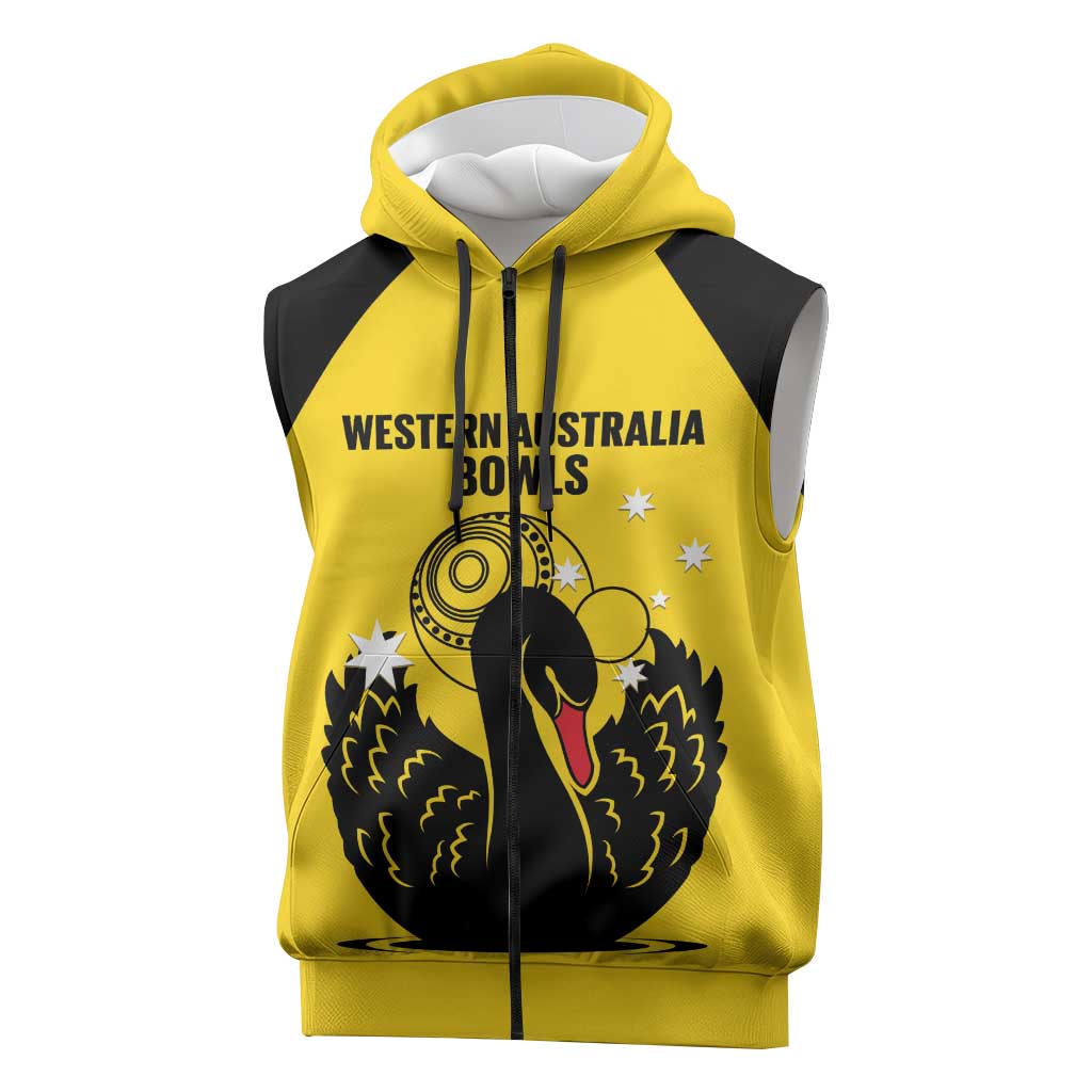 Custom Western Australia Bowls Sleeveless Zip Hoodie Go Champions WA Black Swan LT14