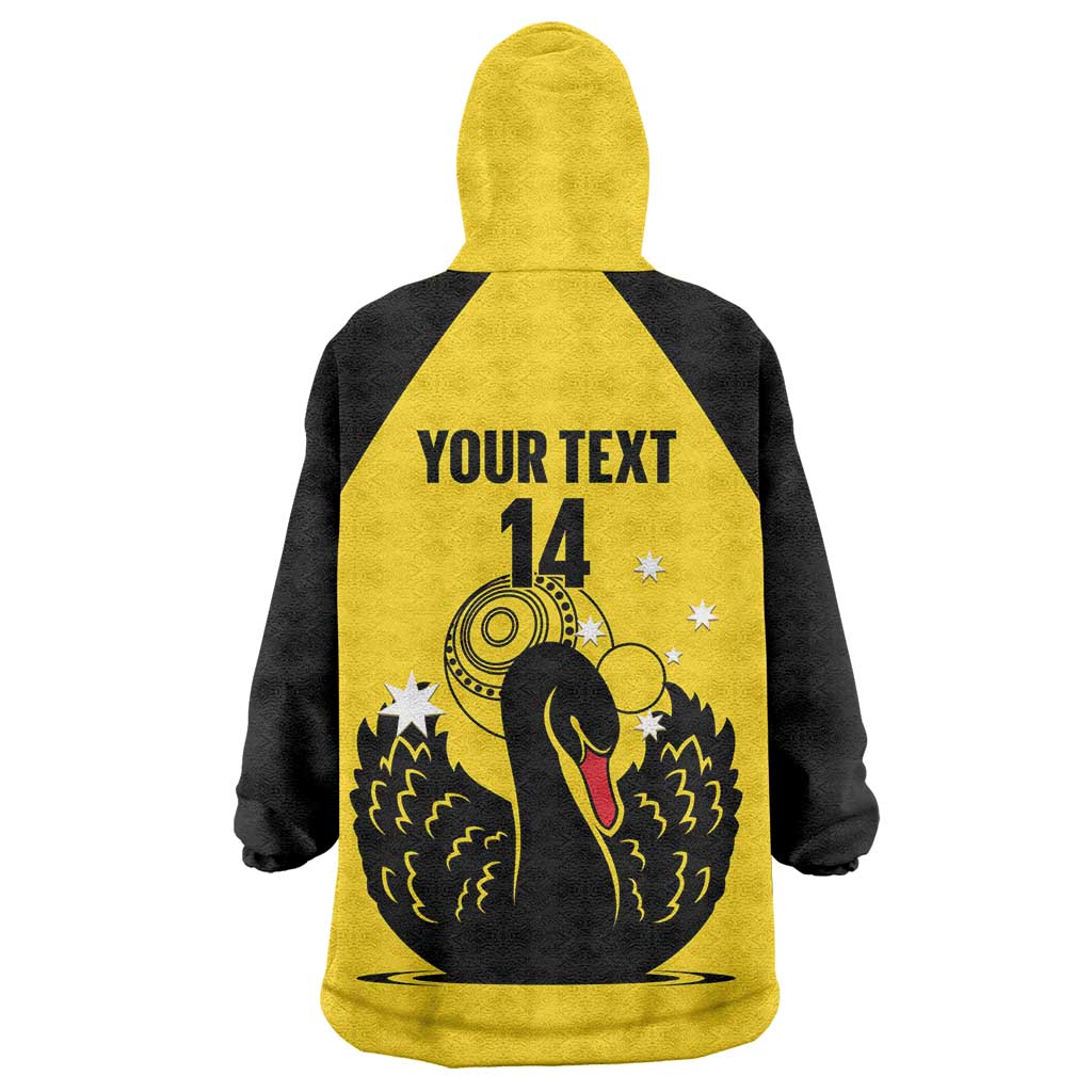 Custom Western Australia Bowls Wearable Blanket Hoodie Go Champions WA Black Swan - Aussie Hoodie