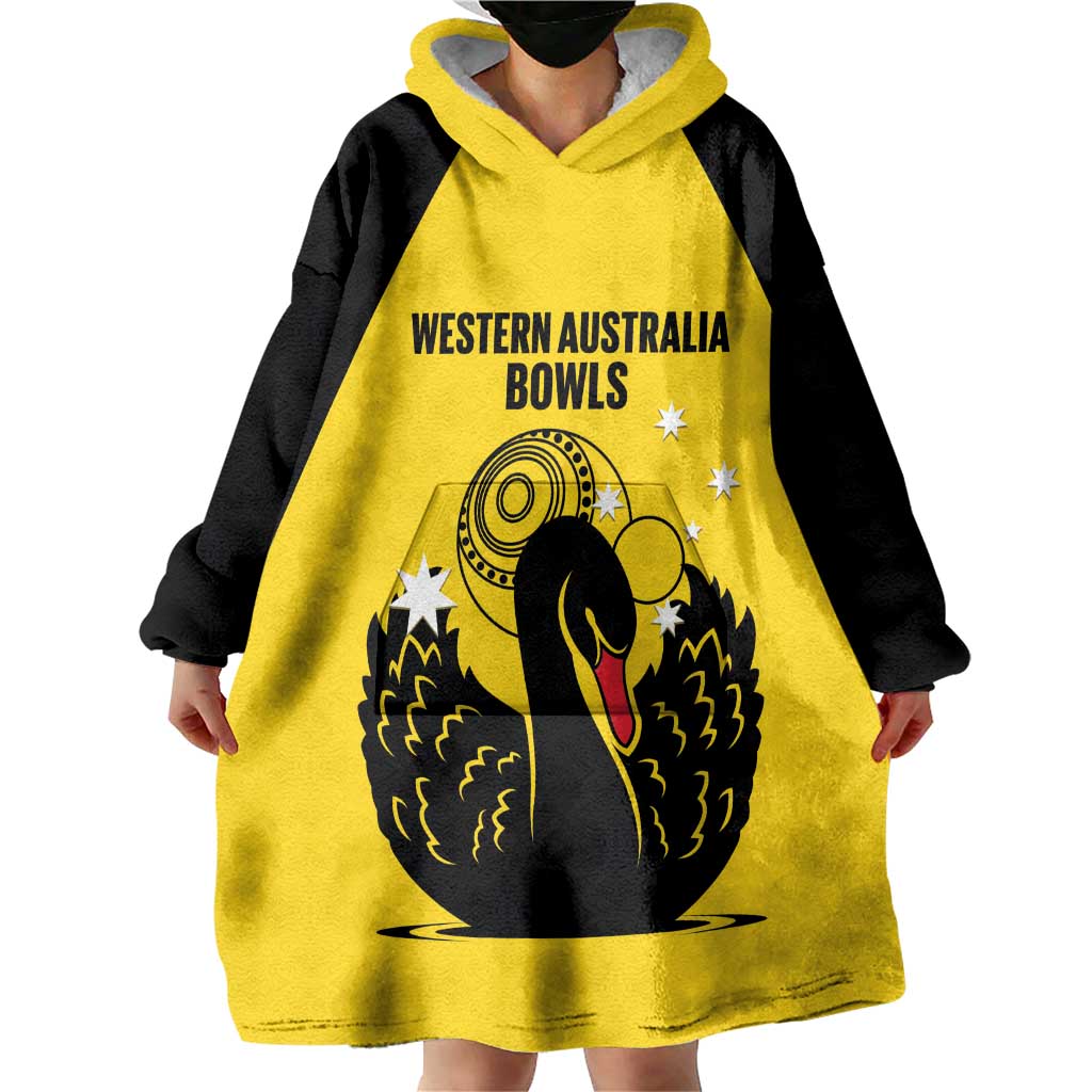 Custom Western Australia Bowls Wearable Blanket Hoodie Go Champions WA Black Swan - Aussie Hoodie