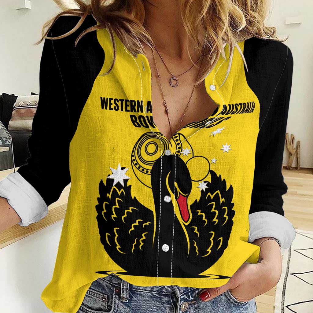 Custom Western Australia Bowls Women Casual Shirt Go Champions WA Black Swan - Aussie Hoodie