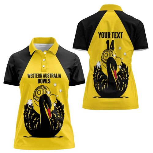 Custom Western Australia Bowls Women Polo Shirt Go Champions WA Black Swan - Aussie Hoodie