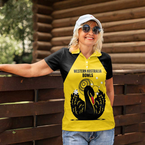 Custom Western Australia Bowls Women Polo Shirt Go Champions WA Black Swan - Aussie Hoodie