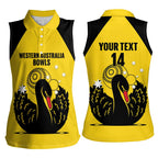 Custom Western Australia Bowls Women Sleeveless Polo Shirt Go Champions WA Black Swan - Aussie Hoodie