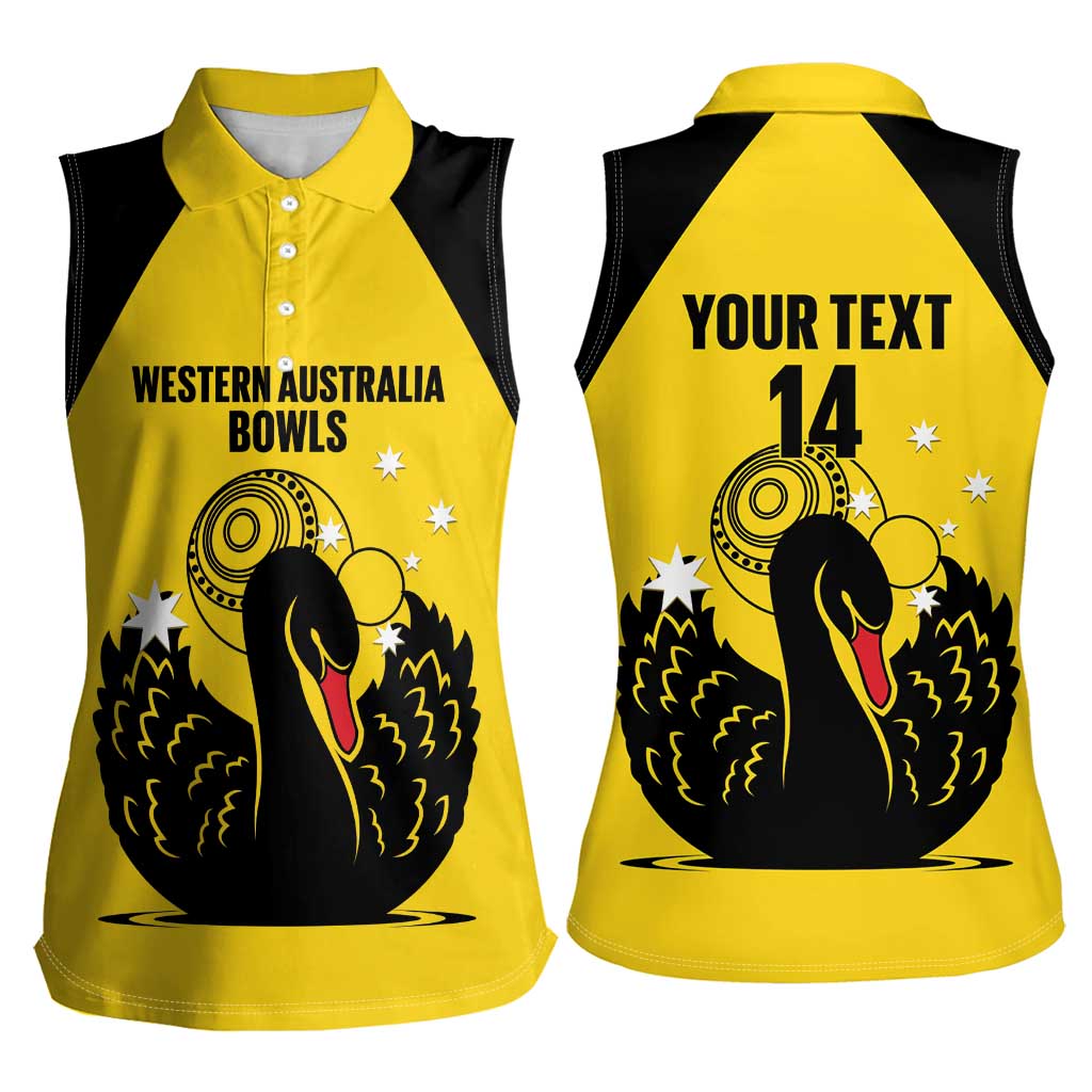 Custom Western Australia Bowls Women Sleeveless Polo Shirt Go Champions WA Black Swan - Aussie Hoodie