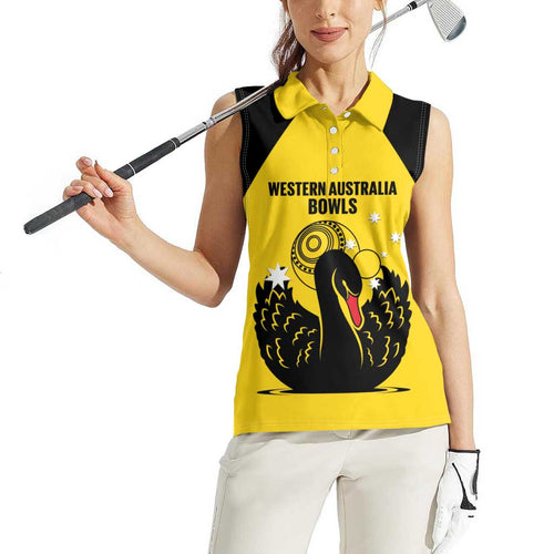 Custom Western Australia Bowls Women Sleeveless Polo Shirt Go Champions WA Black Swan - Aussie Hoodie