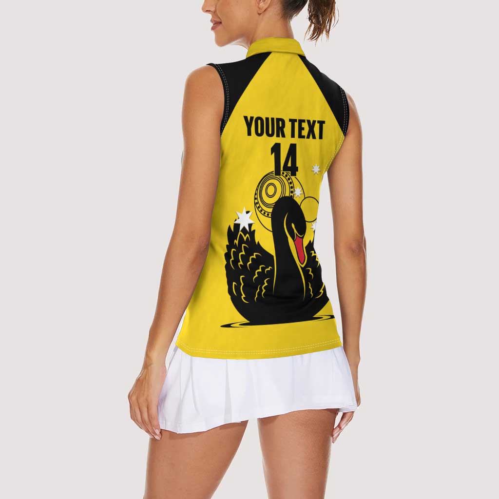 Custom Western Australia Bowls Women Sleeveless Polo Shirt Go Champions WA Black Swan - Aussie Hoodie