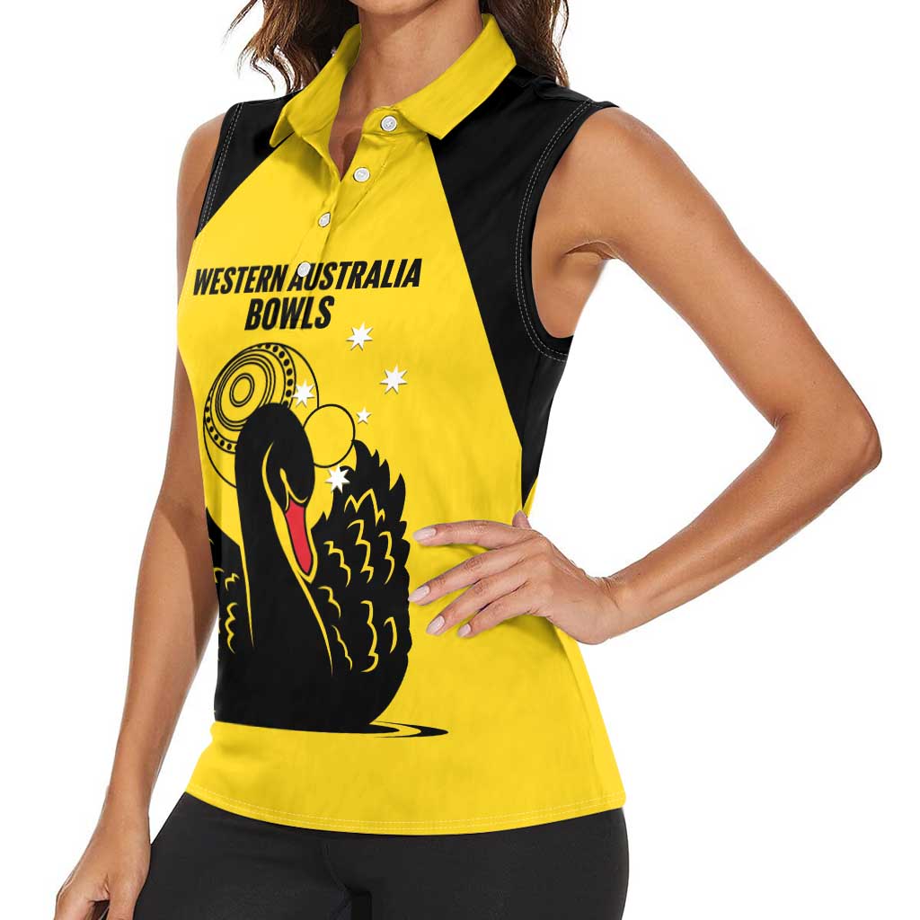 Custom Western Australia Bowls Women Sleeveless Polo Shirt Go Champions WA Black Swan - Aussie Hoodie