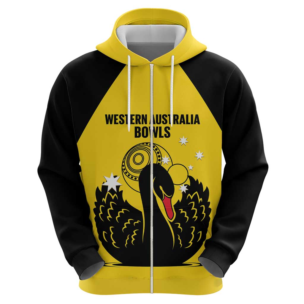 Custom Western Australia Bowls Zip Hoodie Go Champions WA Black Swan - Aussie Hoodie