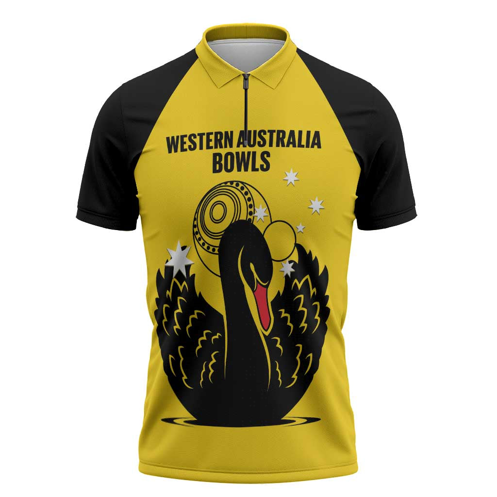 Custom Western Australia Bowls Zipper Polo Shirt Go Champions WA Black Swan - Aussie Hoodie