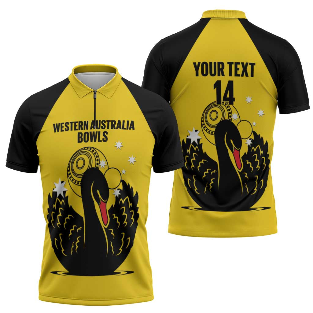 Custom Western Australia Bowls Zipper Polo Shirt Go Champions WA Black Swan - Aussie Hoodie