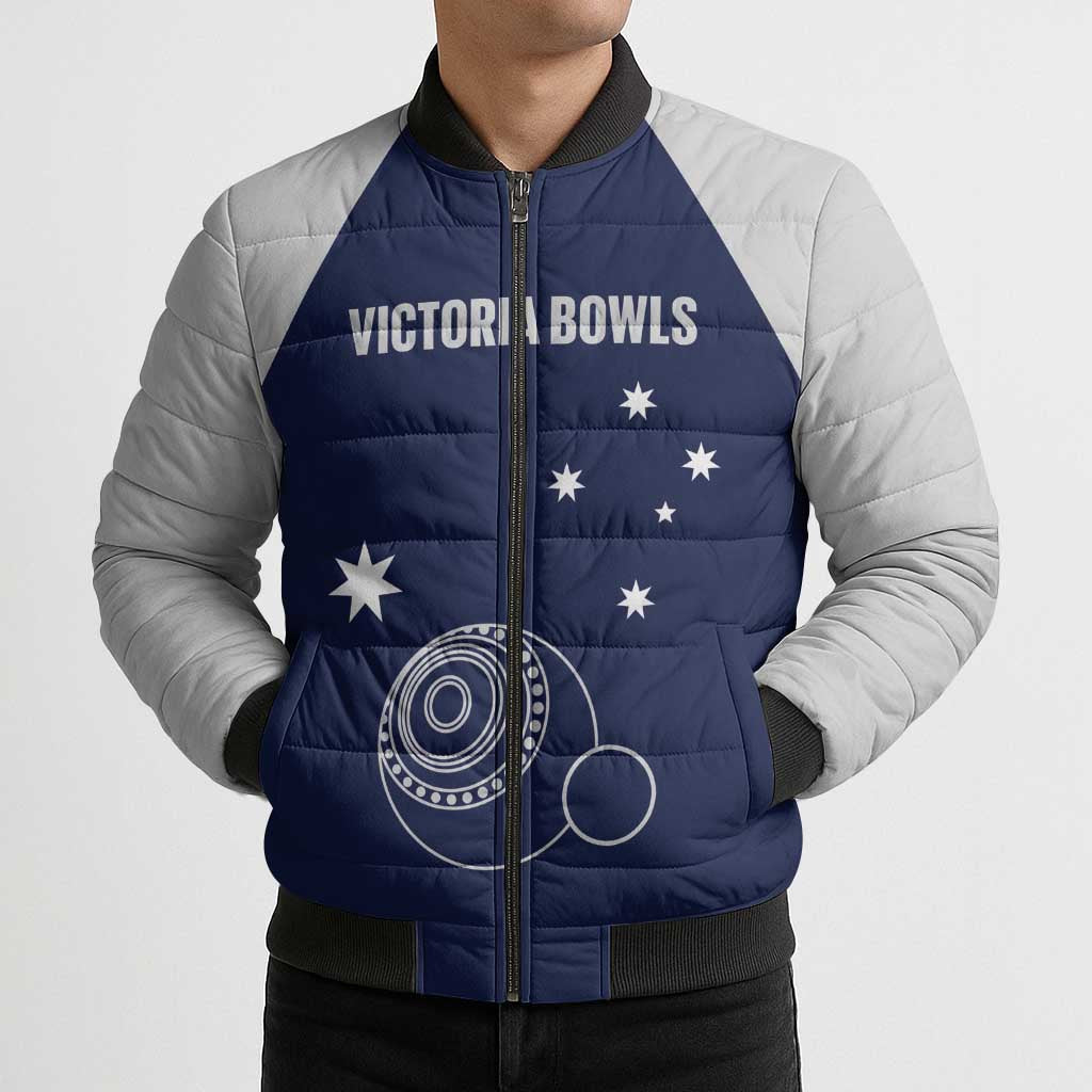Custom Victoria Bowls Australia Bomber Puffer Jacket Go Champions Garden State - Aussie Hoodie