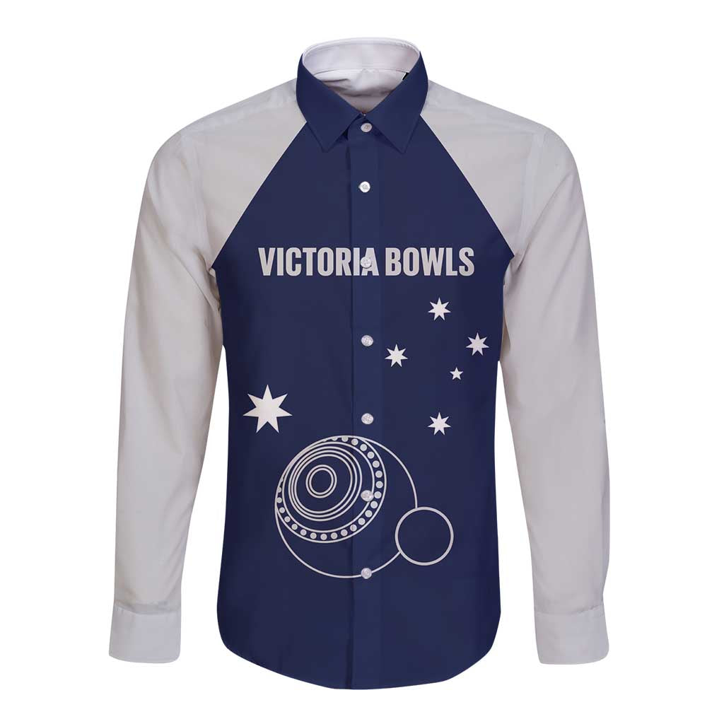 Custom Victoria Bowls Australia Long Sleeve Button Shirt Go Champions Garden State - Aussie Hoodie