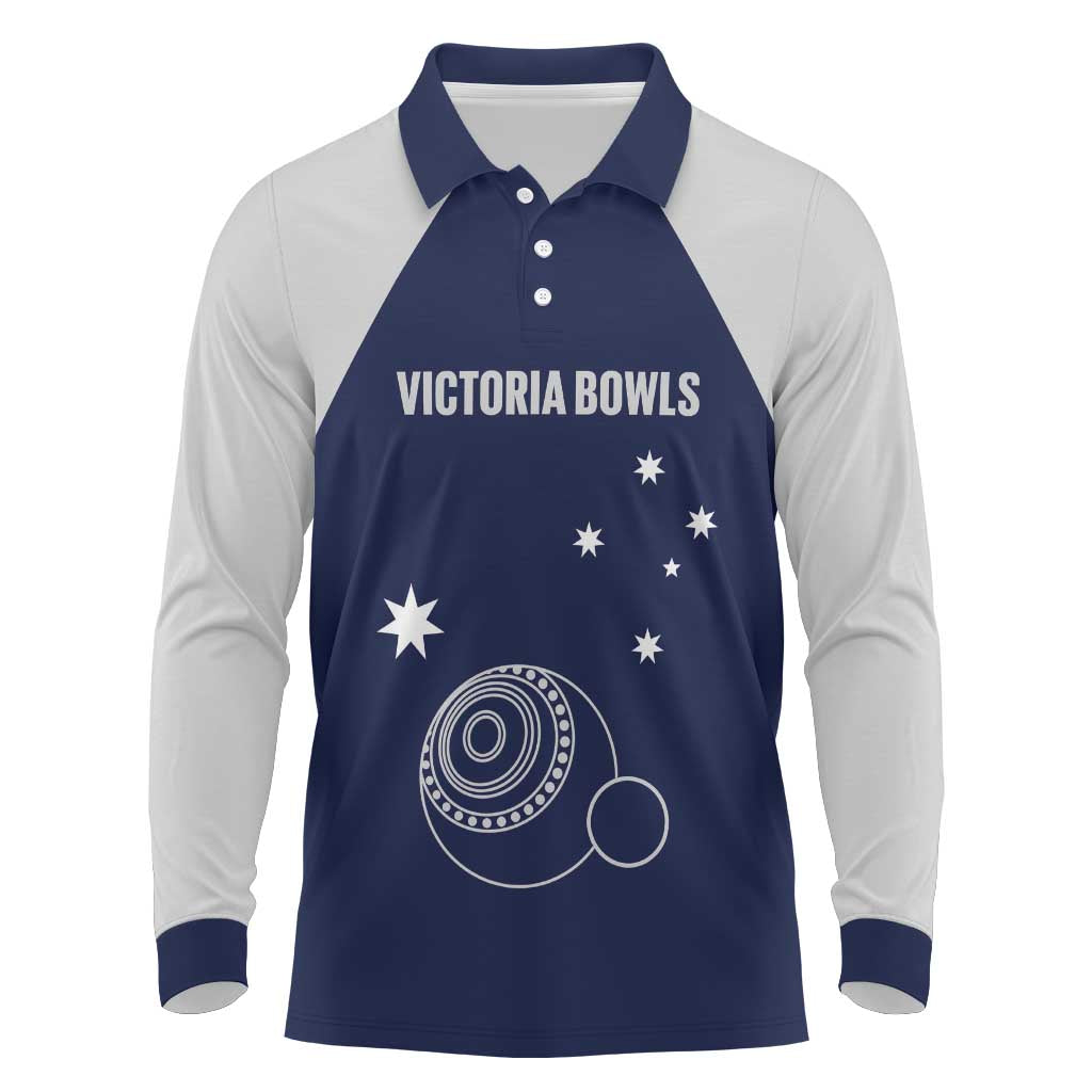 Custom Victoria Bowls Australia Long Sleeve Polo Shirt Go Champions Garden State - Aussie Hoodie