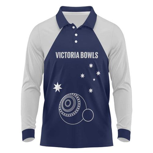 Custom Victoria Bowls Australia Long Sleeve Polo Shirt Go Champions Garden State - Aussie Hoodie