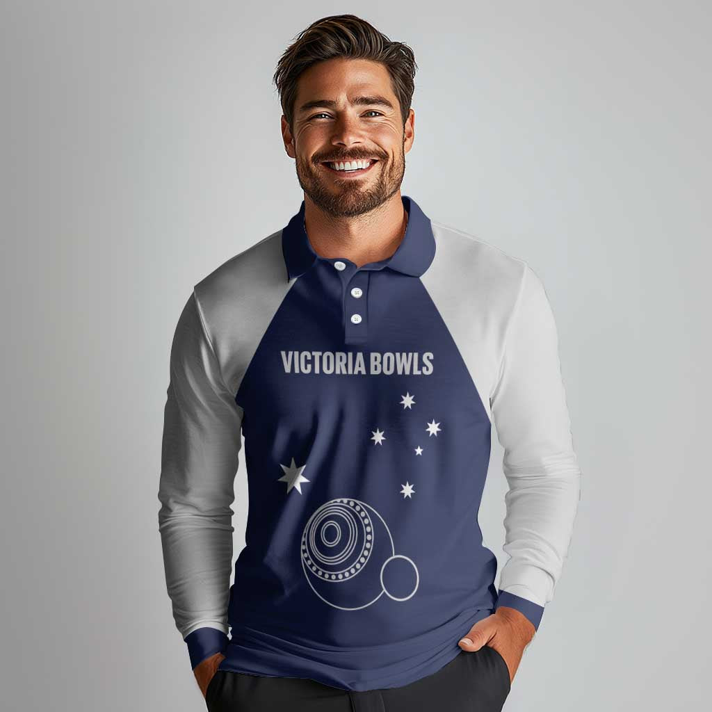 Custom Victoria Bowls Australia Long Sleeve Polo Shirt Go Champions Garden State - Aussie Hoodie