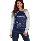 Custom Victoria Bowls Australia Off Shoulder Sweater Go Champions Garden State - Aussie Hoodie