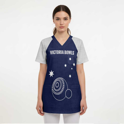 Custom Victoria Bowls Australia Scrub Top Go Champions Garden State - Aussie Hoodie