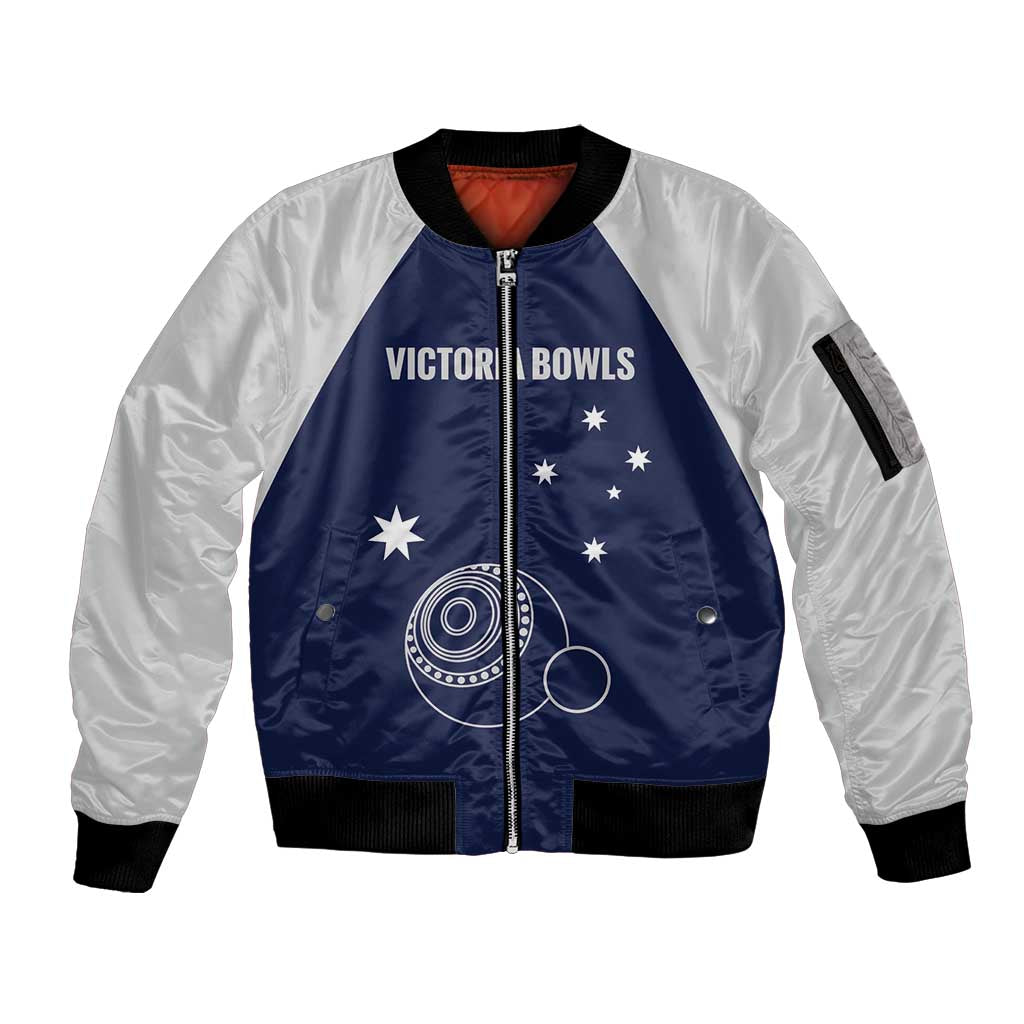 Custom Victoria Bowls Australia Sleeve Zip Bomber Jacket Go Champions Garden State - Aussie Hoodie