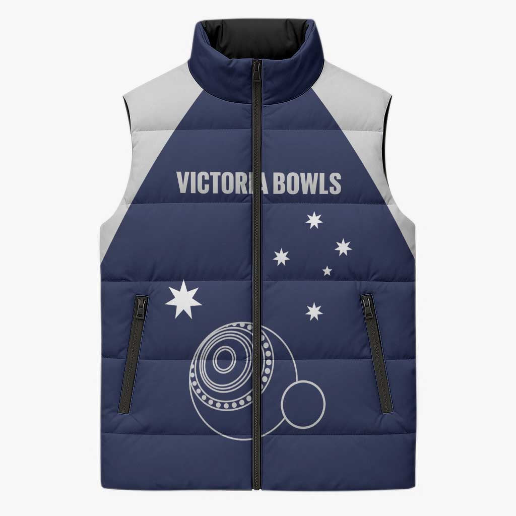Custom Victoria Bowls Australia Sleeveless Puffer Jacket Go Champions Garden State - Aussie Hoodie