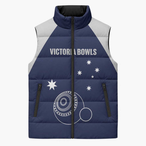 Custom Victoria Bowls Australia Sleeveless Puffer Jacket Go Champions Garden State - Aussie Hoodie