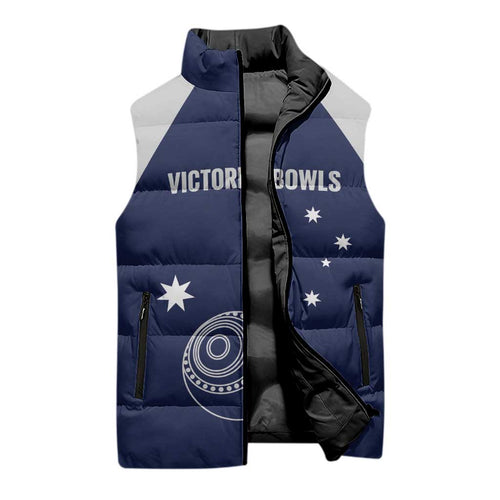 Custom Victoria Bowls Australia Sleeveless Puffer Jacket Go Champions Garden State - Aussie Hoodie