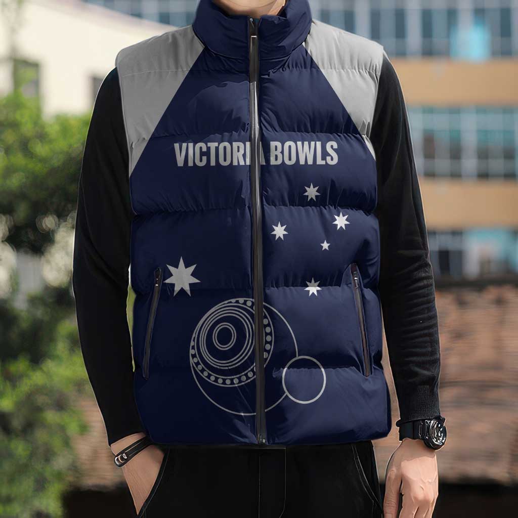 Custom Victoria Bowls Australia Sleeveless Puffer Jacket Go Champions Garden State - Aussie Hoodie