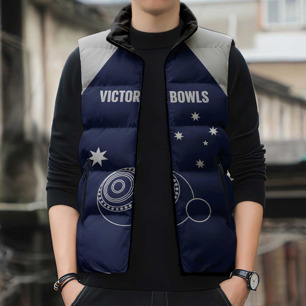 Custom Victoria Bowls Australia Sleeveless Puffer Jacket Go Champions Garden State - Aussie Hoodie