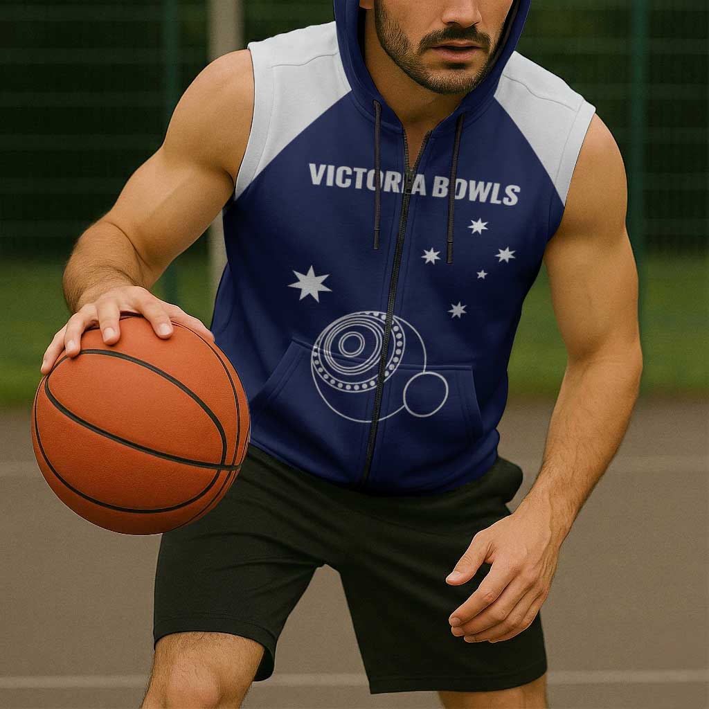 Custom Victoria Bowls Australia Sleeveless Zip Hoodie Go Champions Garden State LT14