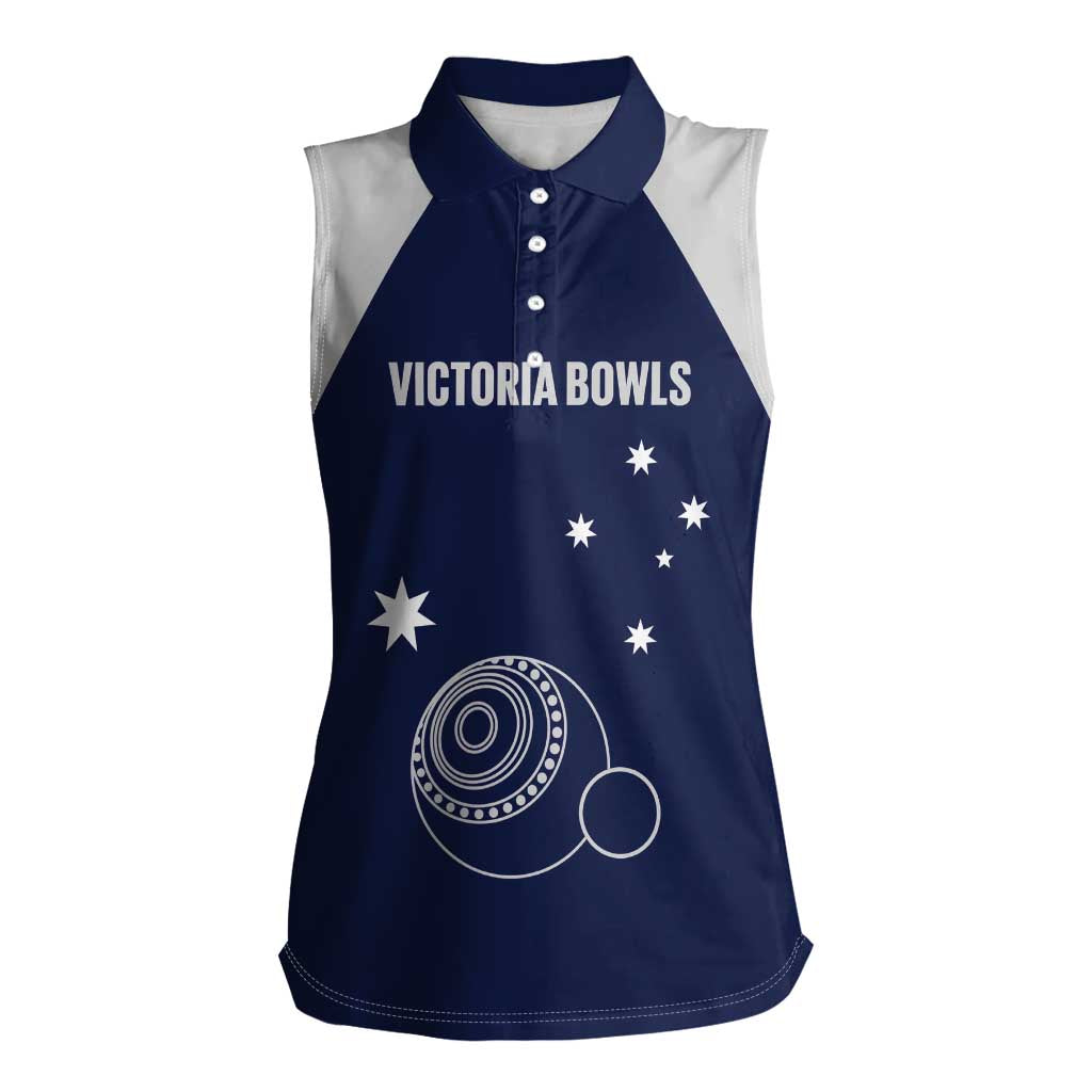Custom Victoria Bowls Australia Women Sleeveless Polo Shirt Go Champions Garden State - Aussie Hoodie
