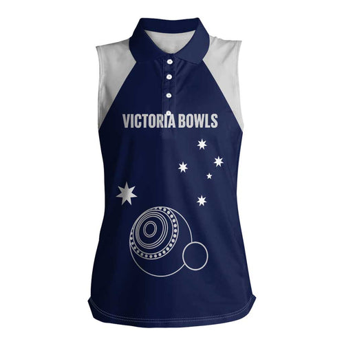 Custom Victoria Bowls Australia Women Sleeveless Polo Shirt Go Champions Garden State - Aussie Hoodie