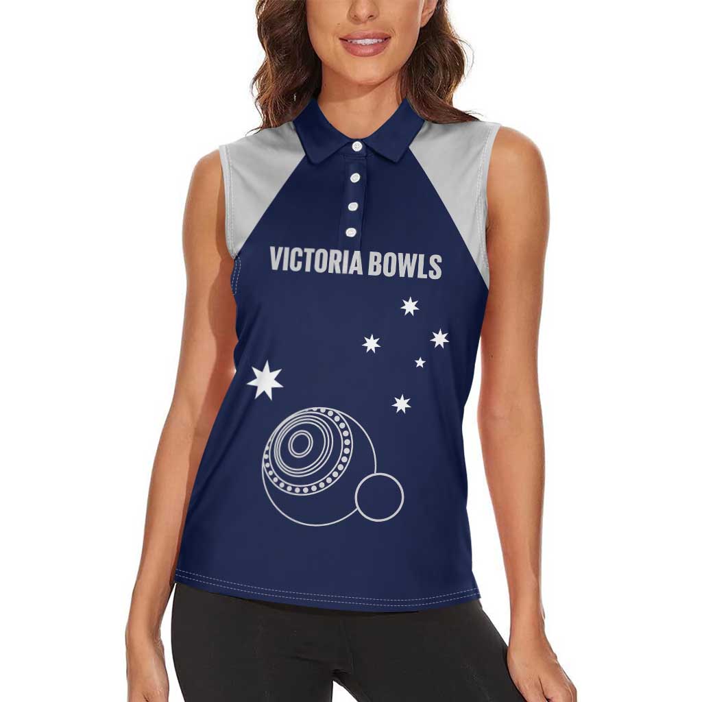 Custom Victoria Bowls Australia Women Sleeveless Polo Shirt Go Champions Garden State - Aussie Hoodie