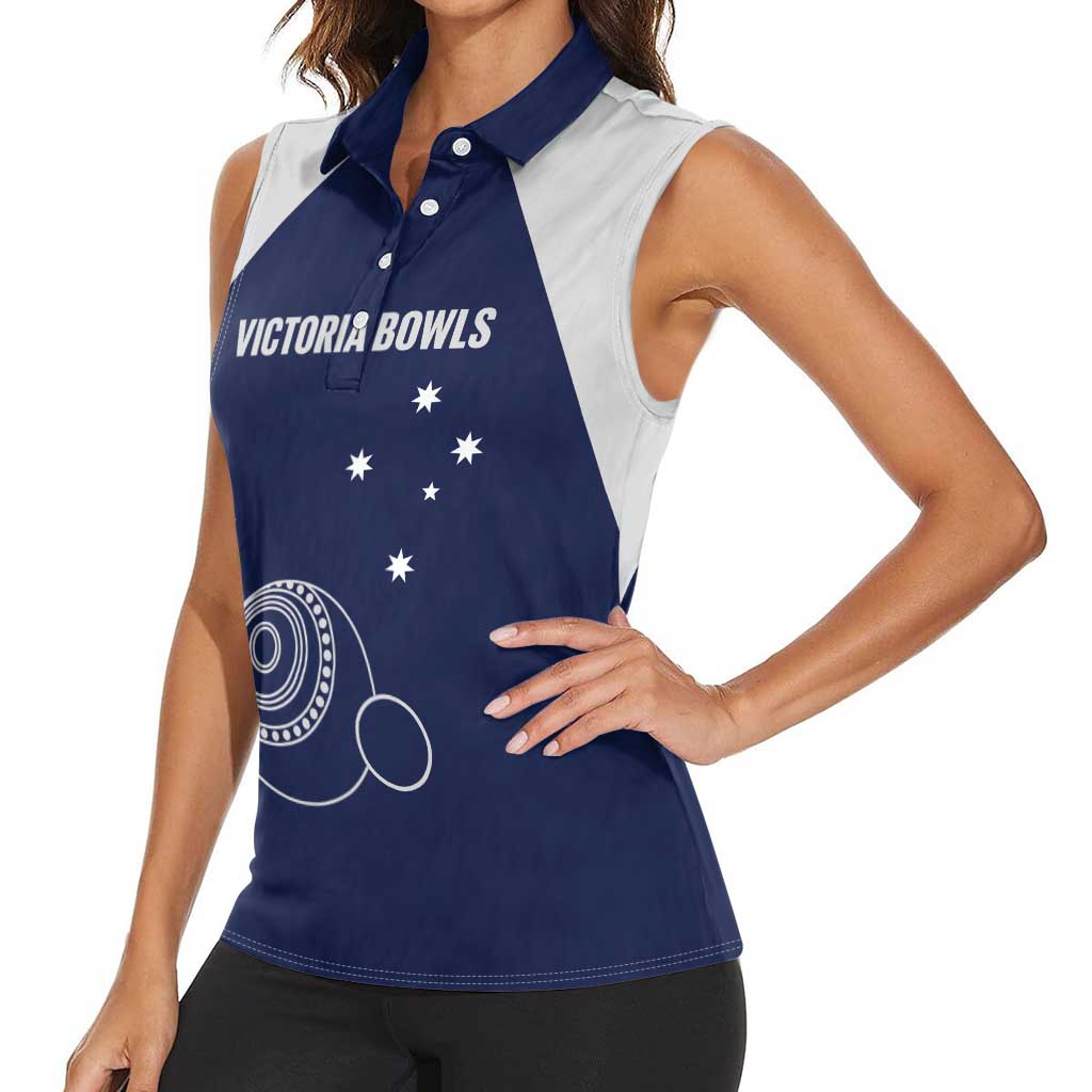 Custom Victoria Bowls Australia Women Sleeveless Polo Shirt Go Champions Garden State - Aussie Hoodie