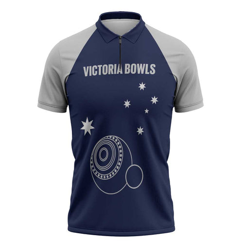 Custom Victoria Bowls Australia Zipper Polo Shirt Go Champions Garden State - Aussie Hoodie