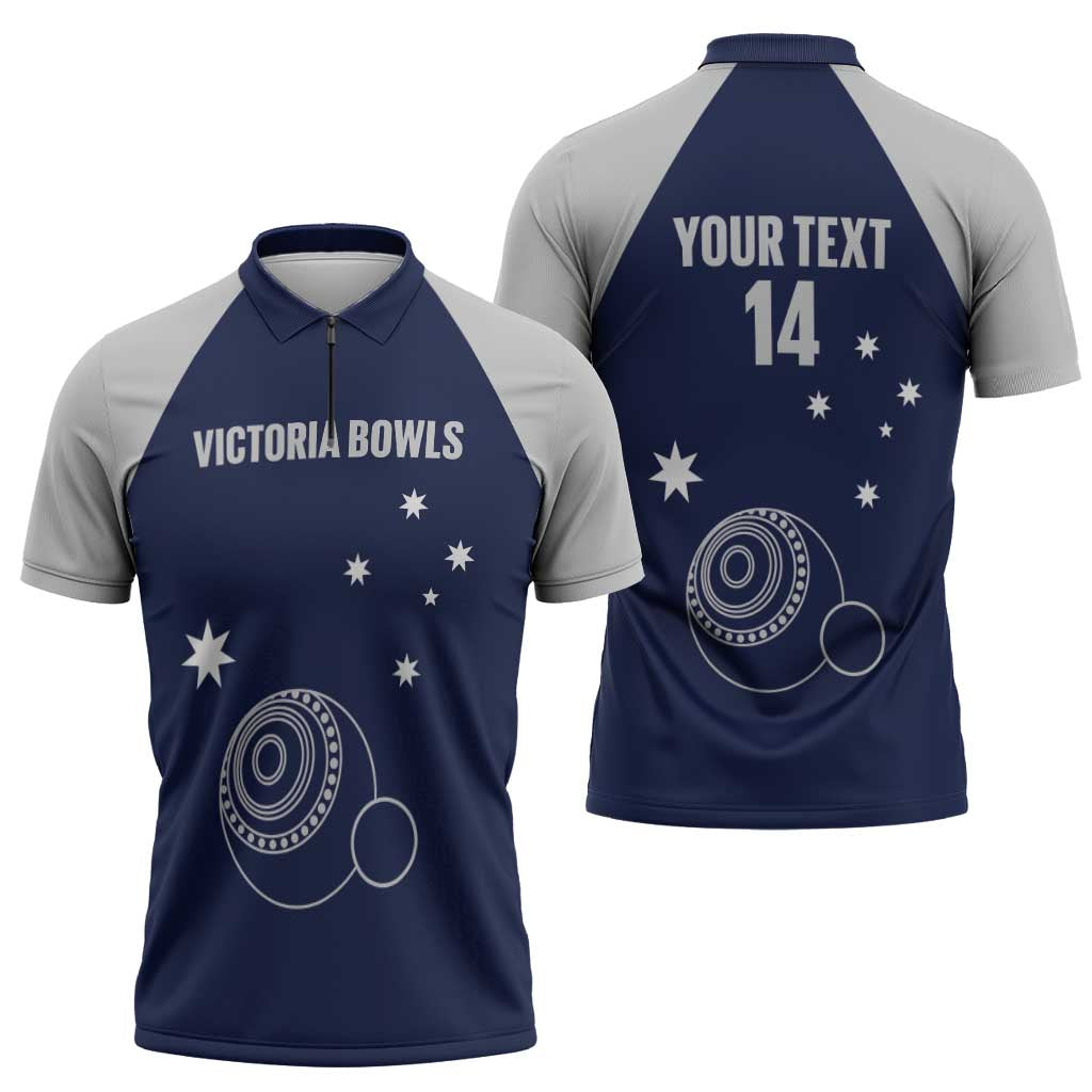 Custom Victoria Bowls Australia Zipper Polo Shirt Go Champions Garden State - Aussie Hoodie
