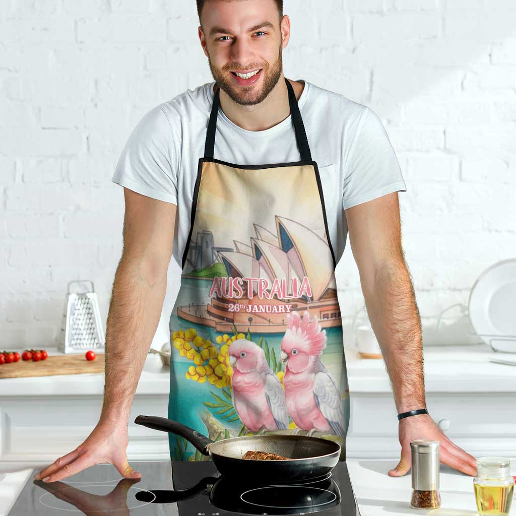 Pink Galah Australia Day Apron Aussie Sydney Opera House Watercolor Stylized - Aussie Hoodie